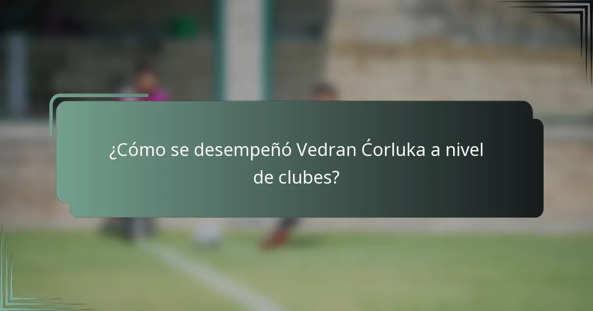 ¿Cómo se desempeñó Vedran Ćorluka a nivel de clubes?