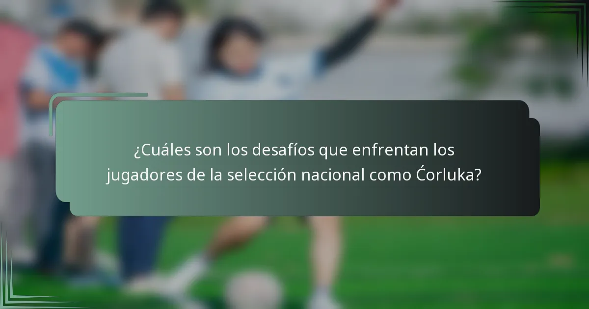¿Cuáles son los desafíos que enfrentan los jugadores de la selección nacional como Ćorluka?