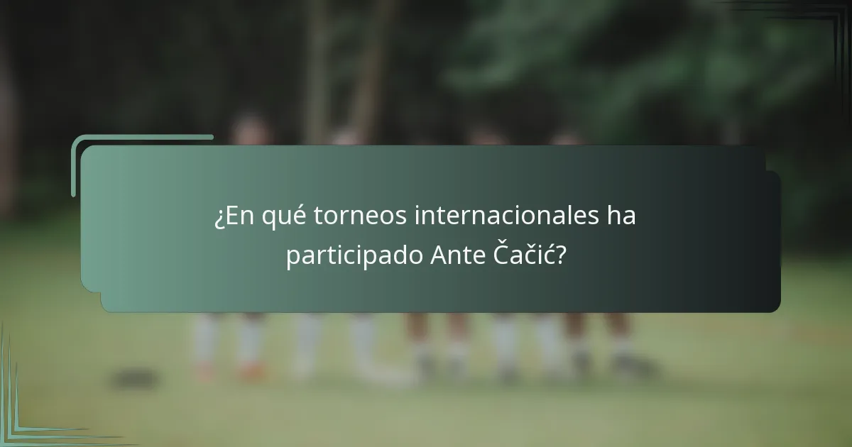 ¿En qué torneos internacionales ha participado Ante Čačić?