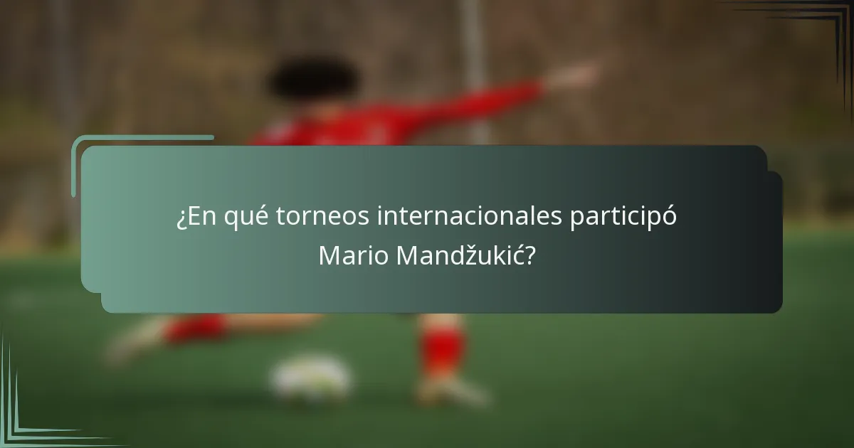 ¿En qué torneos internacionales participó Mario Mandžukić?
