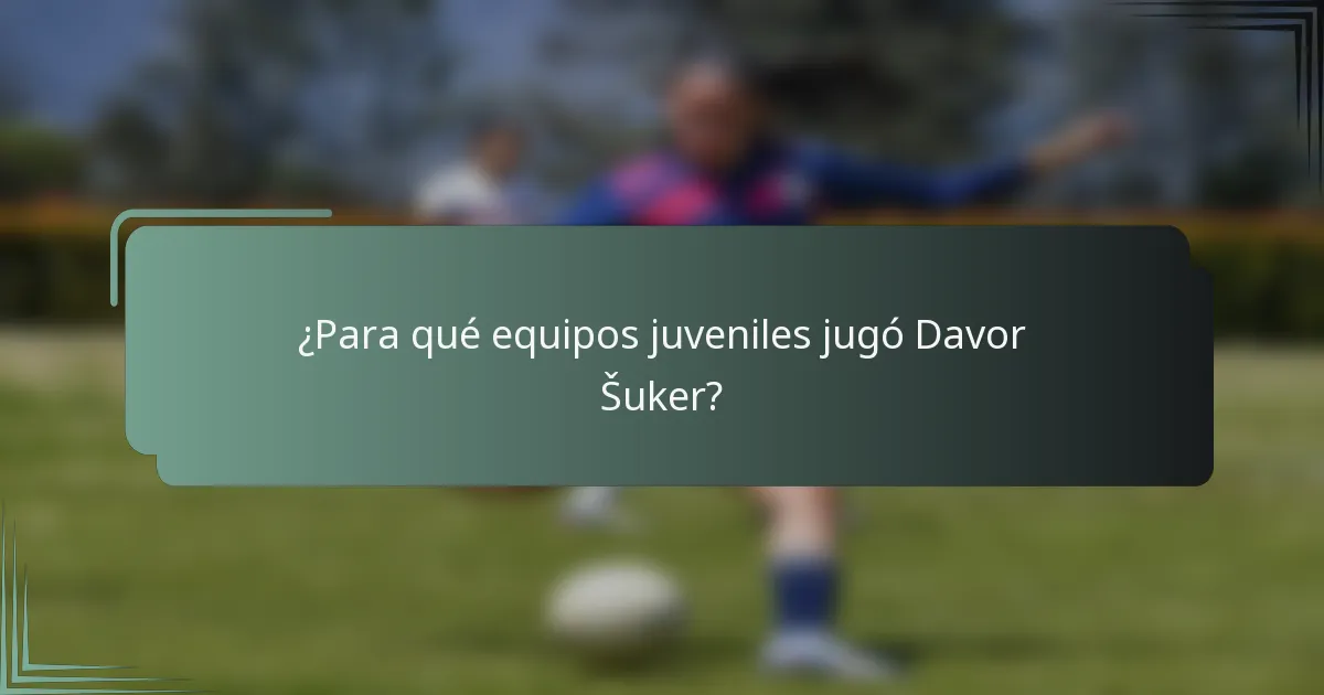¿Para qué equipos juveniles jugó Davor Šuker?