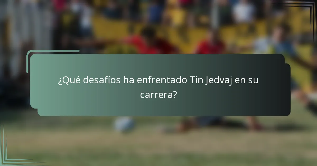 ¿Qué desafíos ha enfrentado Tin Jedvaj en su carrera?
